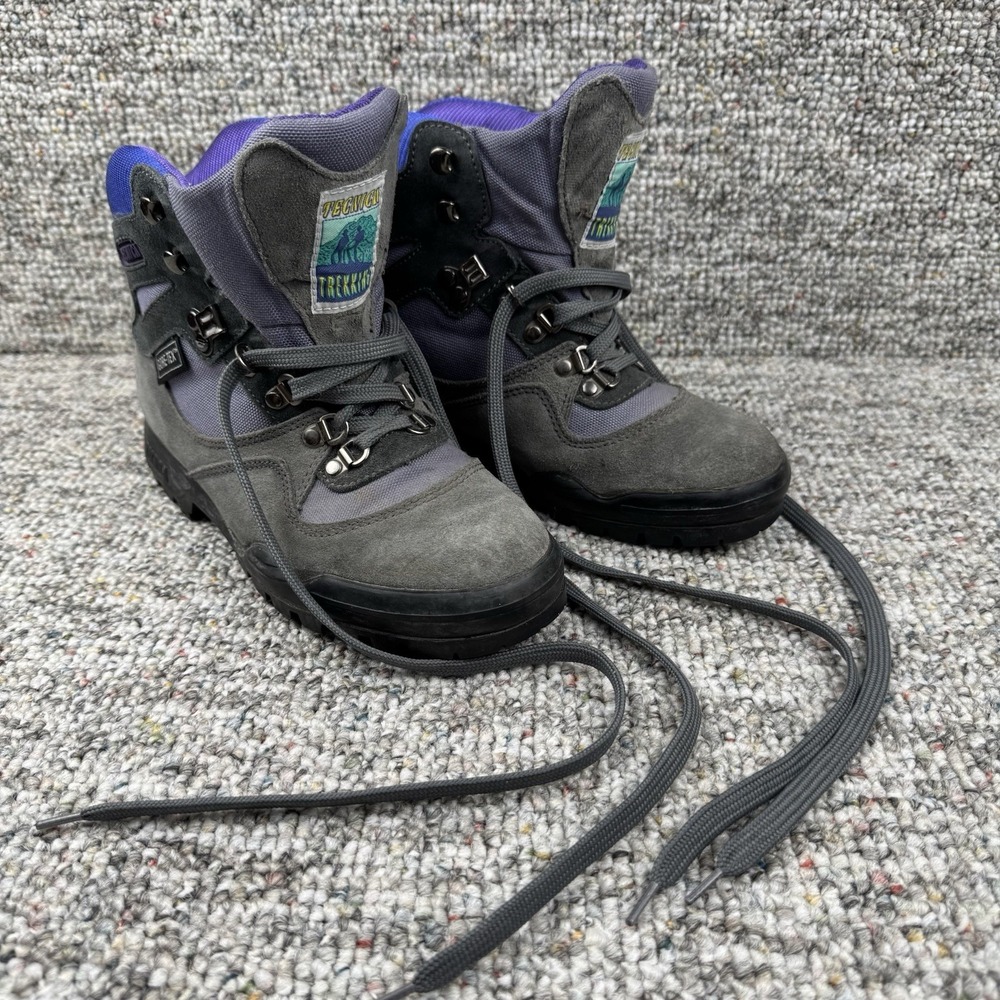 Vintage Tecnica Trekking Boots Womens 7.5 Gore Tex Hiking Outdoors Purple Gray